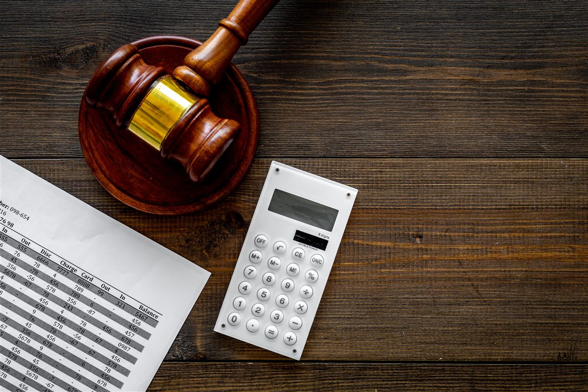 Gavel and calculator