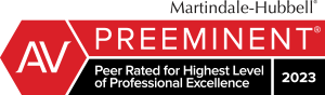 Martindale Hubbell - AV Preeminent - Peer Rated for Highest Level of Professional Excellence 2023